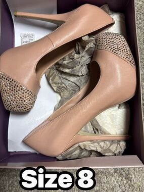 Bakers Blush Pink Rhinestone Cap-Toe Stiletto Pumps